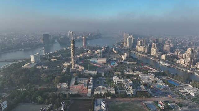 The Nile Cairo Drone View 4K