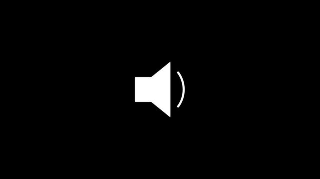 animated speaker volume icon with dynamic sound wave signal, audio output control music player and digital interface technology motion graphic 4k