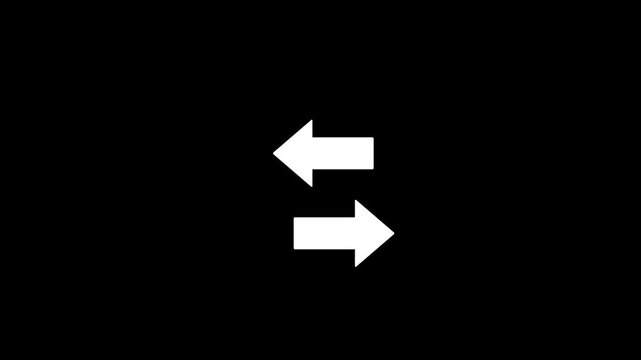 minimalist white swap arrows animation on black background, modern exchange and direction icon 4k