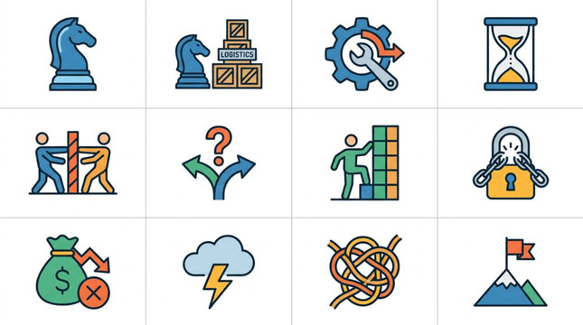 Collection of Business Strategy and Planning Icons.
