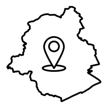 brussels map with pin location line icon with editable stroke