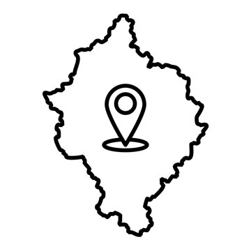 new delhi map with pin location line icon with editable stroke