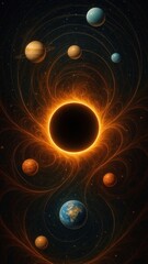 Fototapeta premium Celestial harmony in cosmic mobile wallpaper