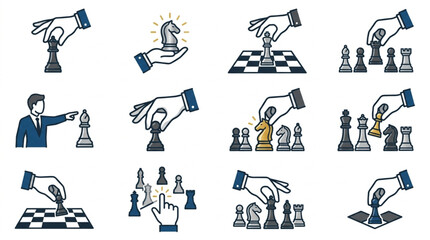 Collection of Chess Game Icons and Illustrations. © To