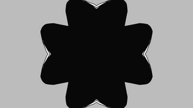Abstract Geometric Kaleidoscope Background with Monochrome Cartoon Style Shapes High Contrast Pattern and Endless Motion