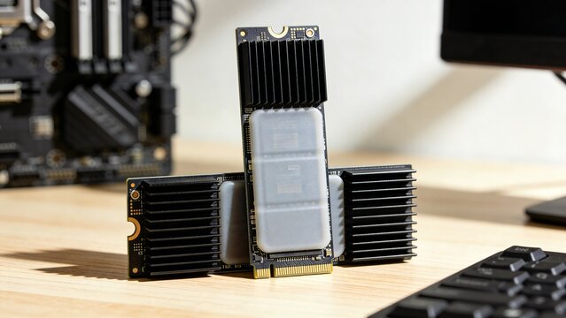 High Performance NVMe M.2 SSD Solid State Drives with Black Heatsinks for Fast PC Storage and Cooling