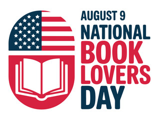 Fototapeta premium Book icon featuring an American flag design serves as a symbolic graphic element to celebrate the annual National Book Lovers Day observed by readers across the United States on August ninth annually.