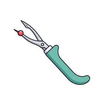 Illustration of a seam ripper sewing tool with green handle.