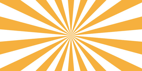 Fototapeta premium orange and white sunburst ray background. radiating starburst stripes from center point. retro sunbeam pattern backdrop. flat simple illustration 