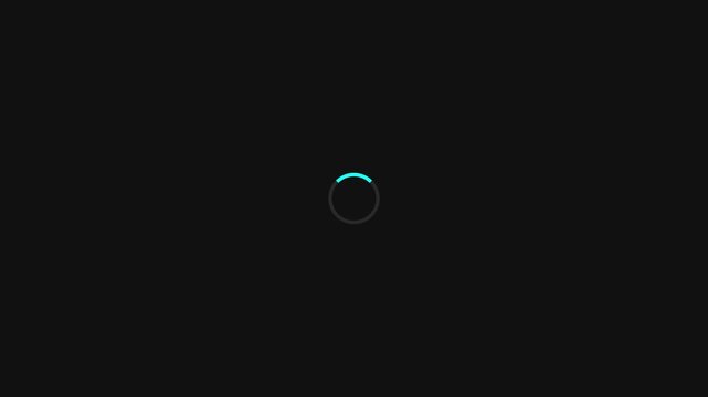 A minimalist, dark background featuring a small, glowing cyan crescent or circular loading icon centered in the frame, representing digital waiting or system processing.