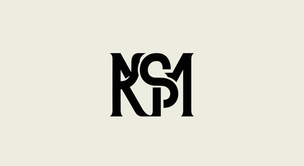 Black stylized letters 'rsm' on cream background with colored background logo letters typography minimalist monogram initials abstract with graphic © Pabitra