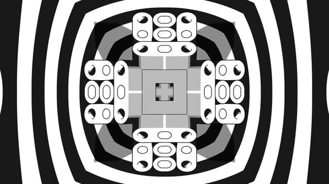 Monochrome Geometric Mosaic with Kaleidoscope Symmetry Abstract 3D Motion Background for Creative Studios Advertising and Multimedia Production