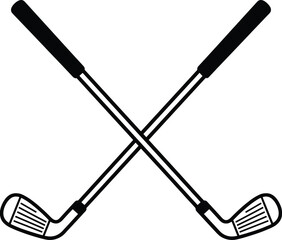 Obraz premium Crossed golf clubs icon symbolizing golfing activities and sports emblem design