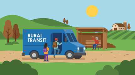 Delivery Van Picking Up Passengers on a Rural Transit Day © Bima