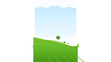 Fototapeta premium Serene Hillside Landscape with Tree and Rolling Water Background