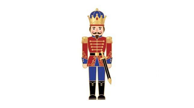 Decorative Nutcracker Soldier in Red and Blue Uniform