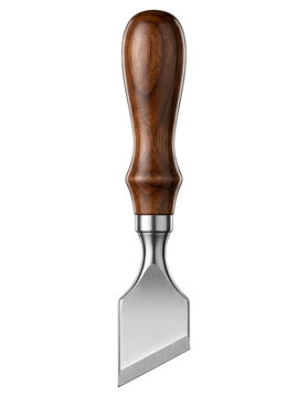 Leather skiving knife with wood handle isolated over transparent background