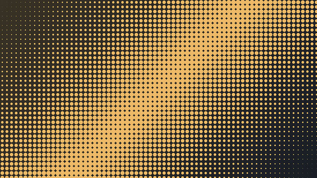 Abstract halftone pattern background with yellow dots on dark grey