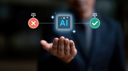 Fototapeta premium Artificial Intelligence Decision Making Process with Ethical Considerations.