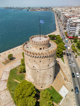 The White Tower Waterfront Landmark in Thessaloniki, Greece