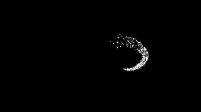 Luxury fairy glitter animation, glowing sparkle line trail, white twinkle stars, shimmering magic dust, pixie dust particles, festive glitter overlay, black background, seamless motion graphics, 4k