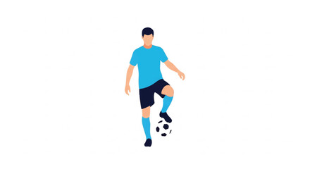 Fototapeta premium A player balancing the soccer ball on one knee while the other leg is planted firmly, minimalist flat vector artwork, clipart style, absolute solid block colors, extremely sharp unblended edges,
