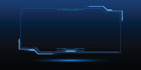 Blue futuristic sci-fi HUD frame vector background with abstract cyber tech borders © lalal