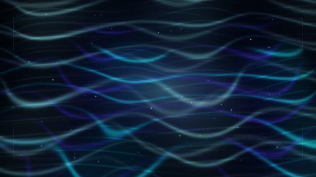 Abstract Glowing Wave Lines Flowing Across Dark Technology Background