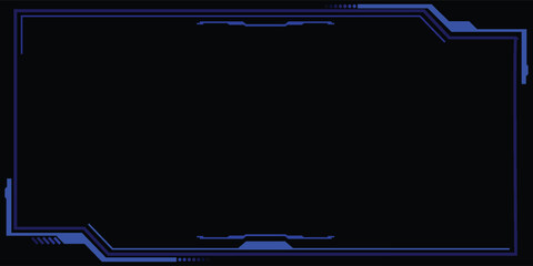 Blue and black futuristic sci-fi HUD frame vector background with abstract minimal cyber tech borders © lalal