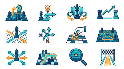 Strategic Planning and Business Success Icons Collection. © su