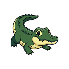 Obraz premium Happy Cartoon Green Crocodile Or Alligator Mascot