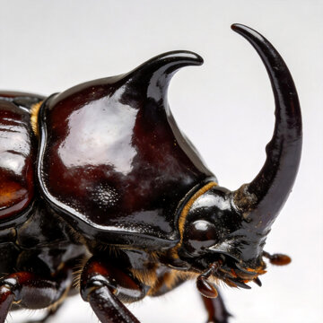 Close-up of a shiny rhinoceros beetle