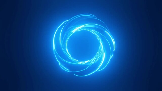 Blue neon spiral light vortex abstract energy ring futuristic motion background animation