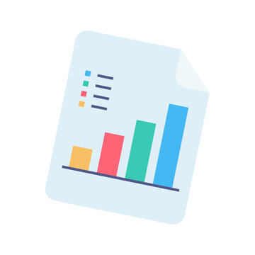Illustrative business document with colorful bar chart representing market data and strategic analysis