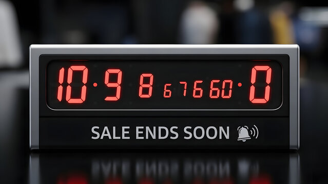 Digital Countdown Timer Clock Showing Sale Ends Soon