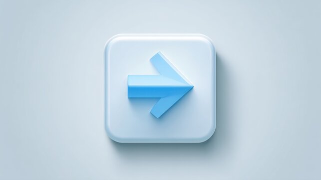 Blue Arrow Icon on Light Background with Soft Shadow for User Interface and Application Design Elements