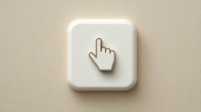 Elegant hand gesture symbol on a minimalistic button with soft lighting and a neutral background for modern design layouts