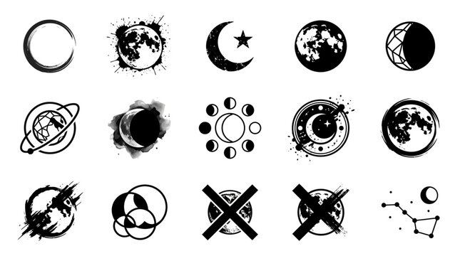 Celestial Icons: Moon Phases, Planets, Constellations, and Celestial Objects