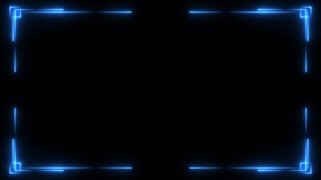 Border neon on black background. Minimalist neon border box for certificates, invitations, or decorative frames