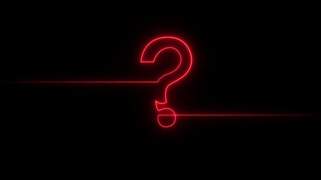 red neon glowing loop Question mark sign Question mark icon asking icon animation. neon ask icon