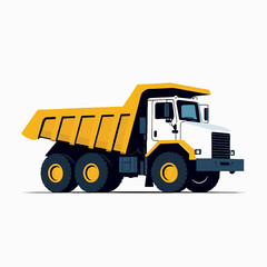 Fototapeta premium Heavy Duty Yellow Dump Truck Vehicle Illustration.