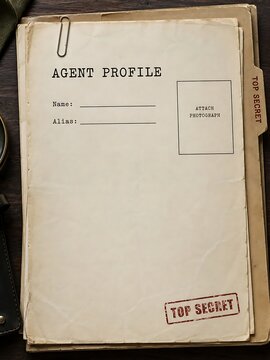 Blank Top Secret Agent Profile Document File Template