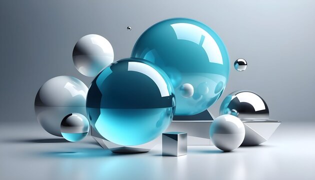 Abstract Floating Geometric Shapes 3D Modern Background