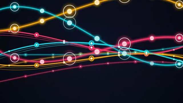 Abstract Data Stream Connectivity. Glowing Neon Network Lines for Tech Startup Explainer Videos and B2B SaaS Presentations. Seamless Loop