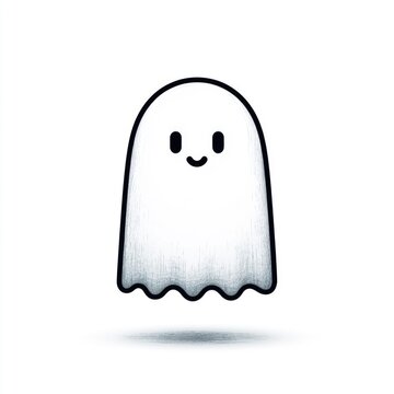 Minimalist cute Halloween ghost icon for children