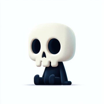 Cute Halloween skull 3D cartoon icon