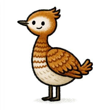 Cute great bustard doodle illustration for children