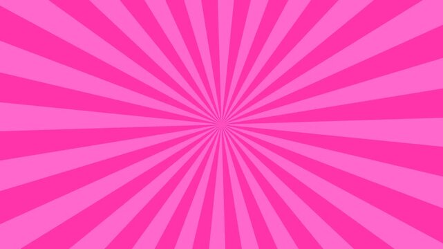 Pink sunburst rotating background. Retro pop art comic radial rays loop.