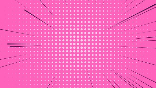Pink comic book background with halftone dots and radial speed lines