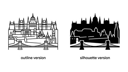 Fototapeta premium Budapest Skyline Outline and Silhouette